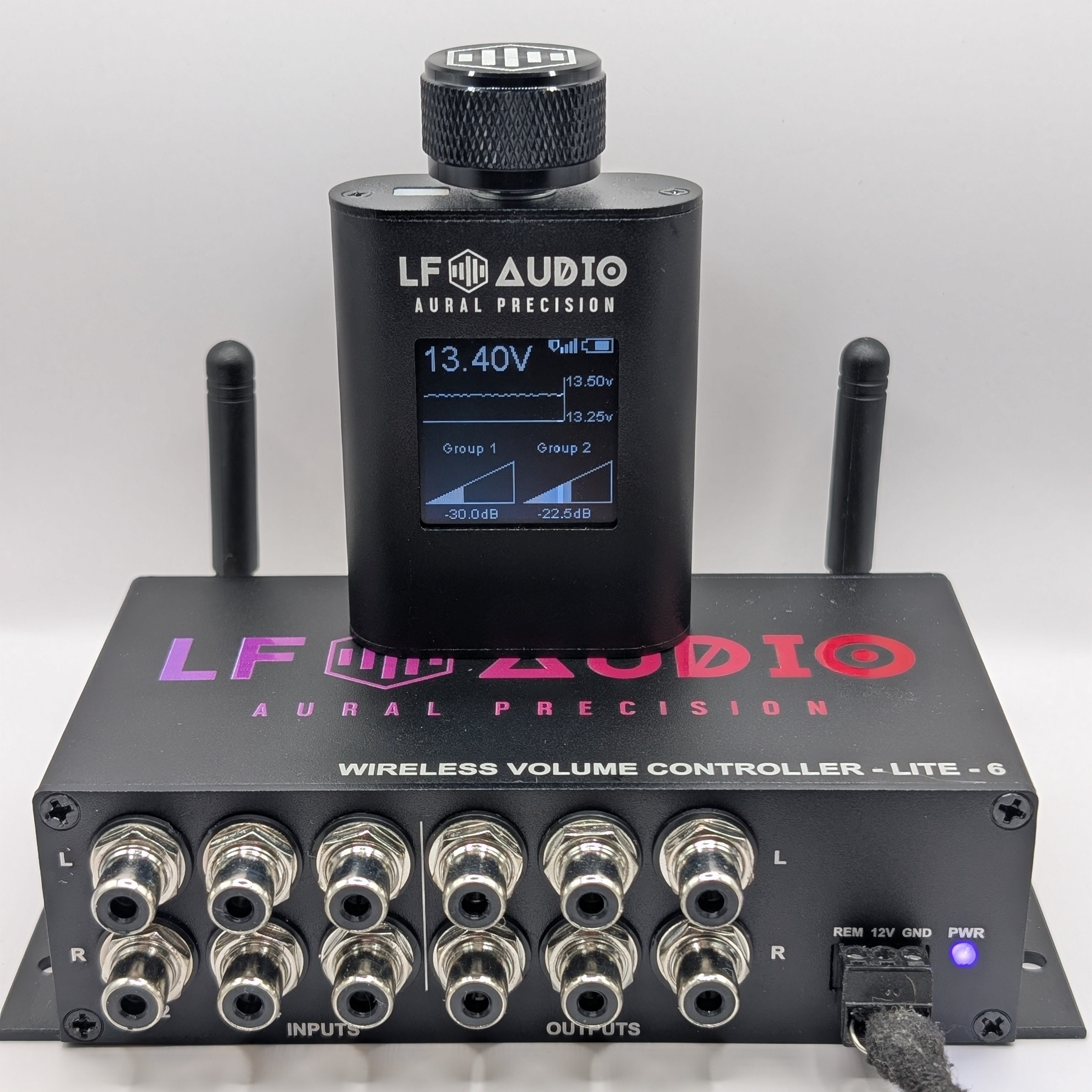 LF Audio WVC-Lite Wireless Volume Controllers, With 500-Foot Range, Six Outputs, AuralSync App And Digital Display
