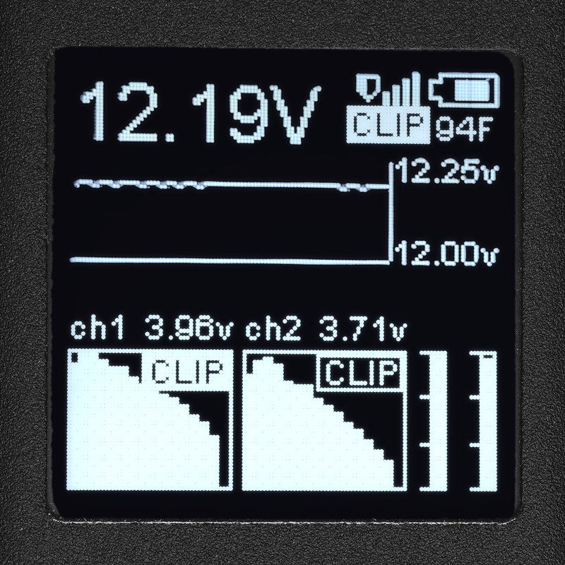 Wireless bass knob screen showing clip warnings