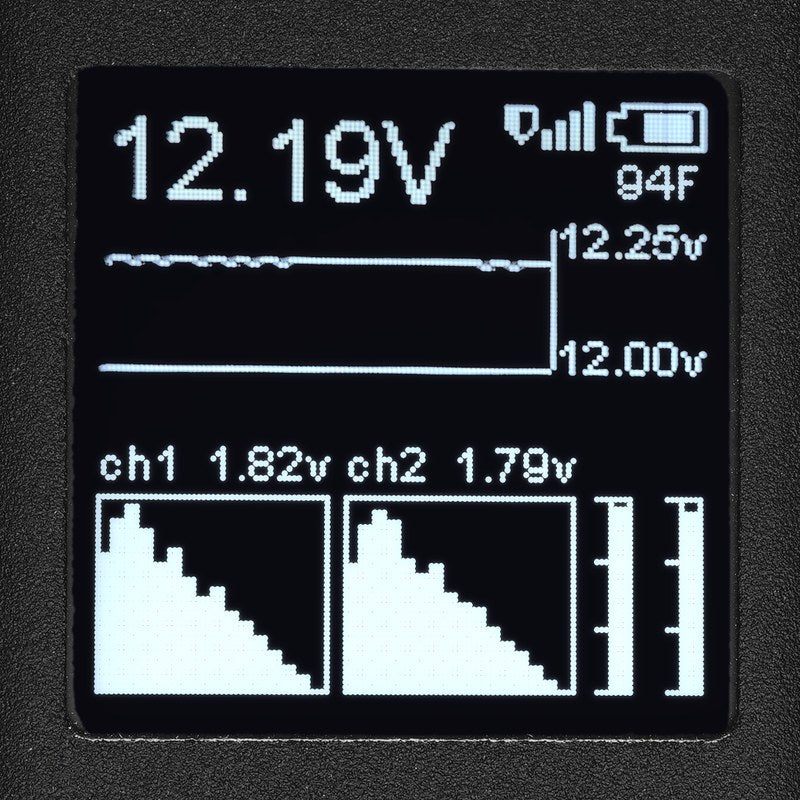 Wireless bass knob screen showing a live spectrum