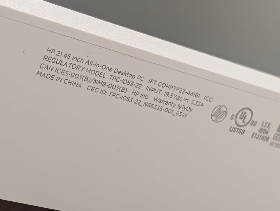 HP 22 inch all-in-one desktop computer