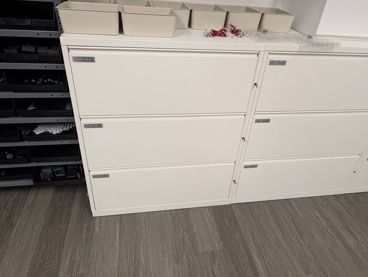 Meridian lateral file cabinet drawer fronts with locks