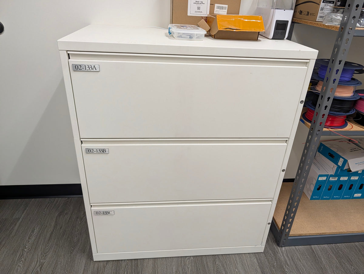 Single Meridian white 3-drawer lateral file cabinet